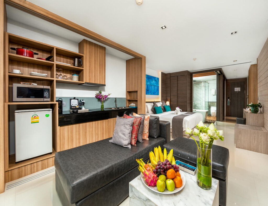 Spacious view of the Deluxe Twin Room