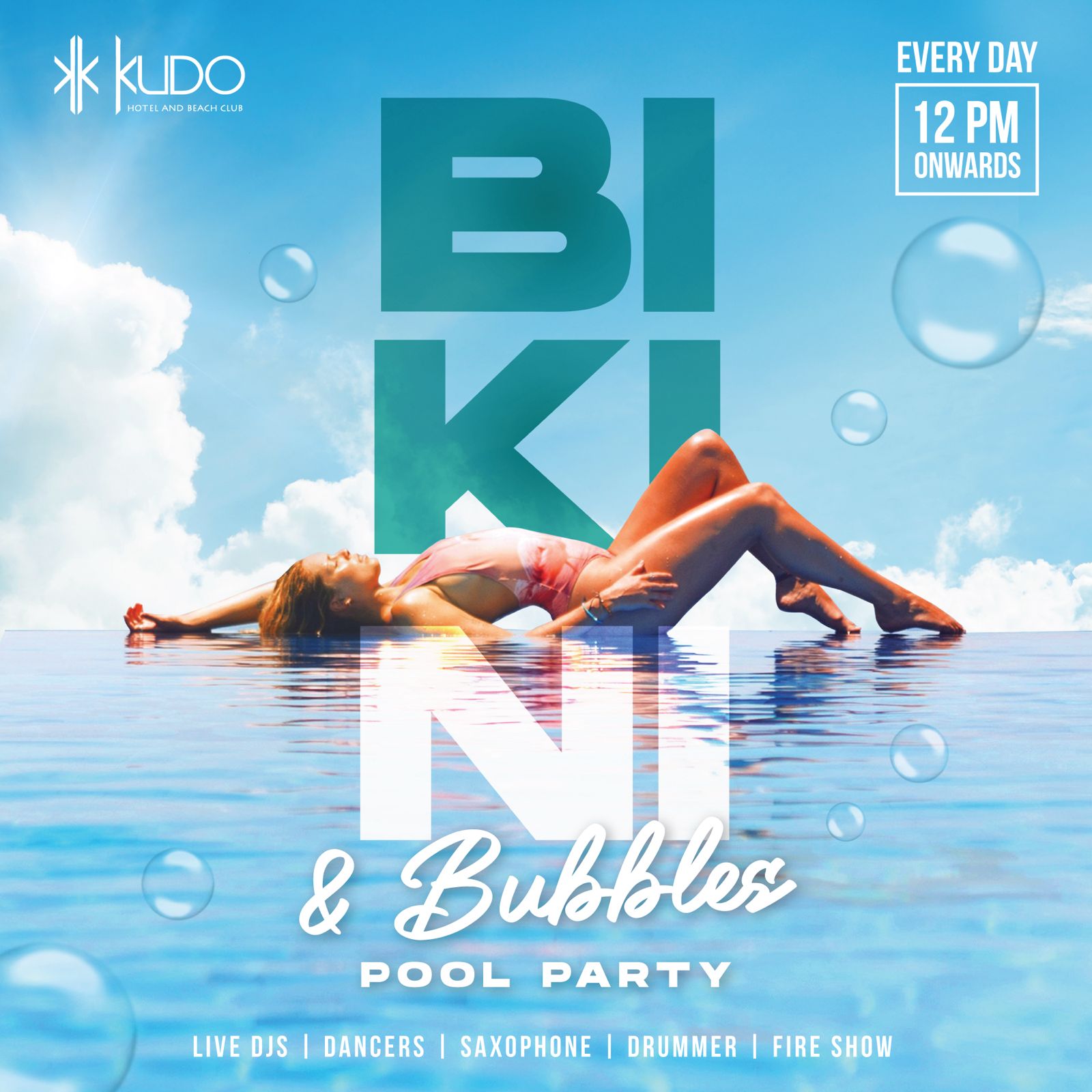 Bikini & Bubbles Pool Party with lively atmosphere and festive poolside celebration